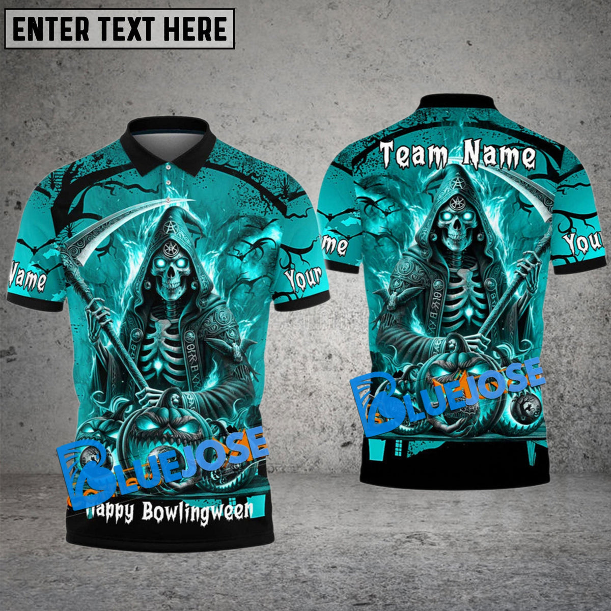 BlueJose Bowling And Pins Reaper Flame Customized Name 3D Shirt ( 6 Colors)