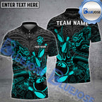BlueJose Bowling And Pins Maori Dragon Flame Multicolor Customized Name 3D Shirt ( 4 Colors )