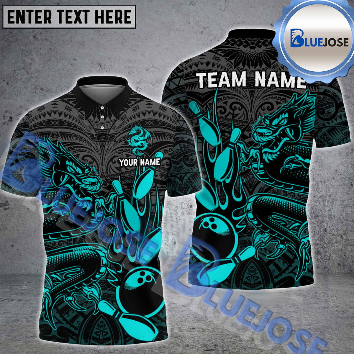 BlueJose Bowling And Pins Maori Dragon Flame Multicolor Customized Name 3D Shirt ( 4 Colors )