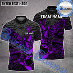 BlueJose Bowling And Pins Maori Dragon Flame Multicolor Customized Name 3D Shirt ( 4 Colors )