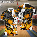 BlueJose Bowling And Pins Dragon Flame Pattern Customized Name 3D Shirt ( 6 Colors)
