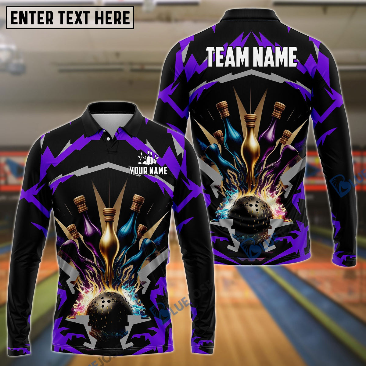 BlueJose Bowling Break Pins Pattern Customized Name 3D Shirt (4 Colors)