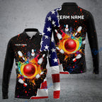 BlueJose Bowling And Pins Colorful Paint Flag Personalized Name Team Name 3D Shirt