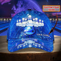 BlueJose Bowling Crash And Pins Full Blue Personalized Name Cap
