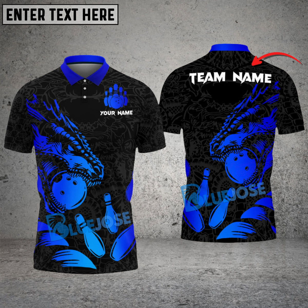BlueJose Bowling And Pins Bling Dragon Customized Name 3D Shirt (4 Colors)