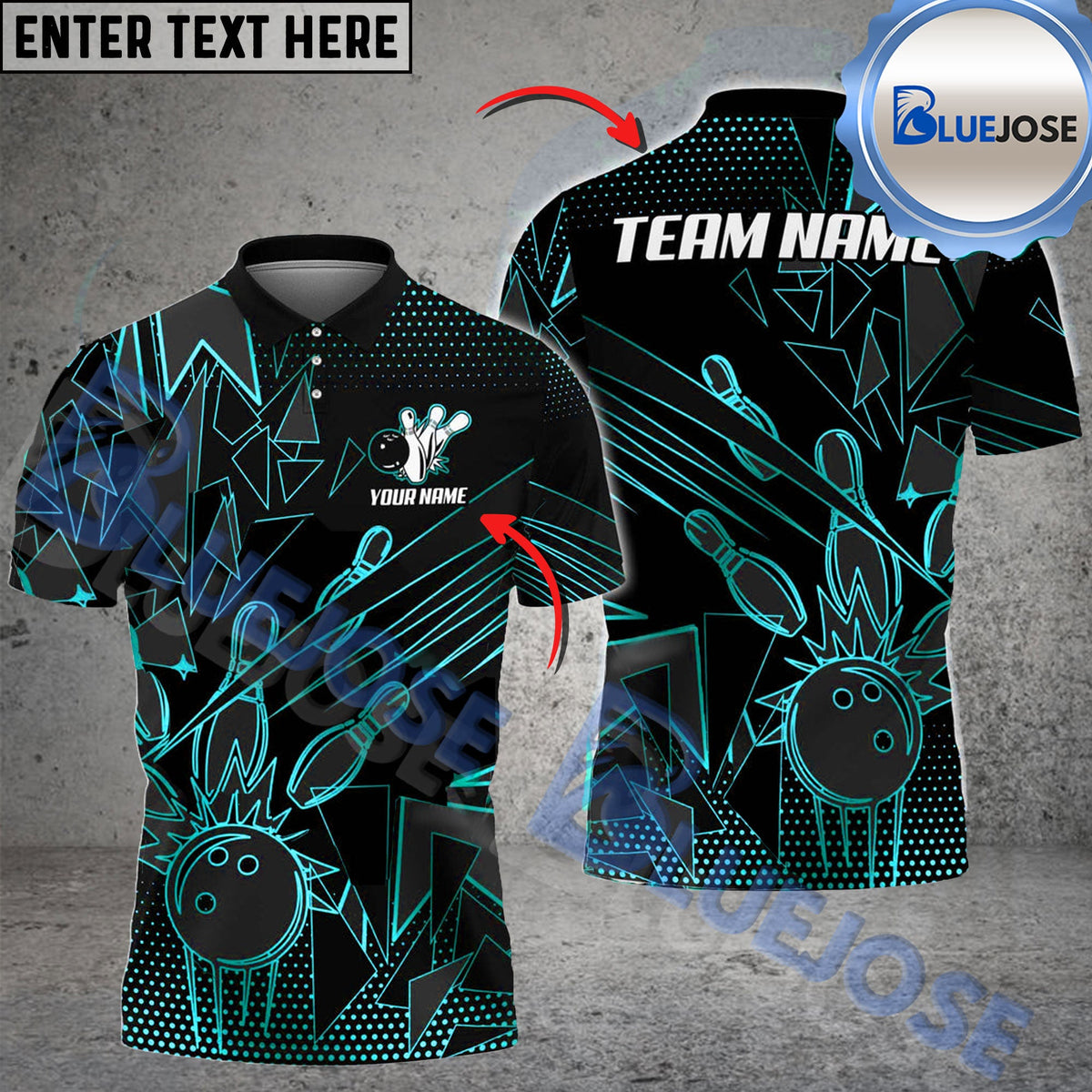 BlueJose Bowling And Pins Crack Glass Pattern Multicolor Customized Name 3D Shirt (6 Colors)