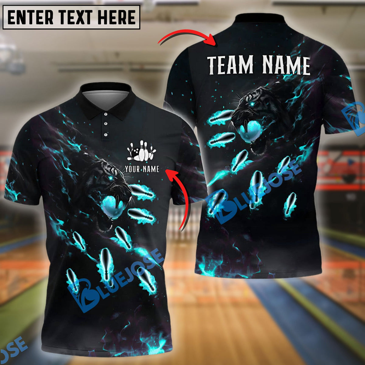 BlueJose Bowling And Pins Tiger Fire Pins Pattern Personalized Name Team Name 3d Shirt (4 Colors)