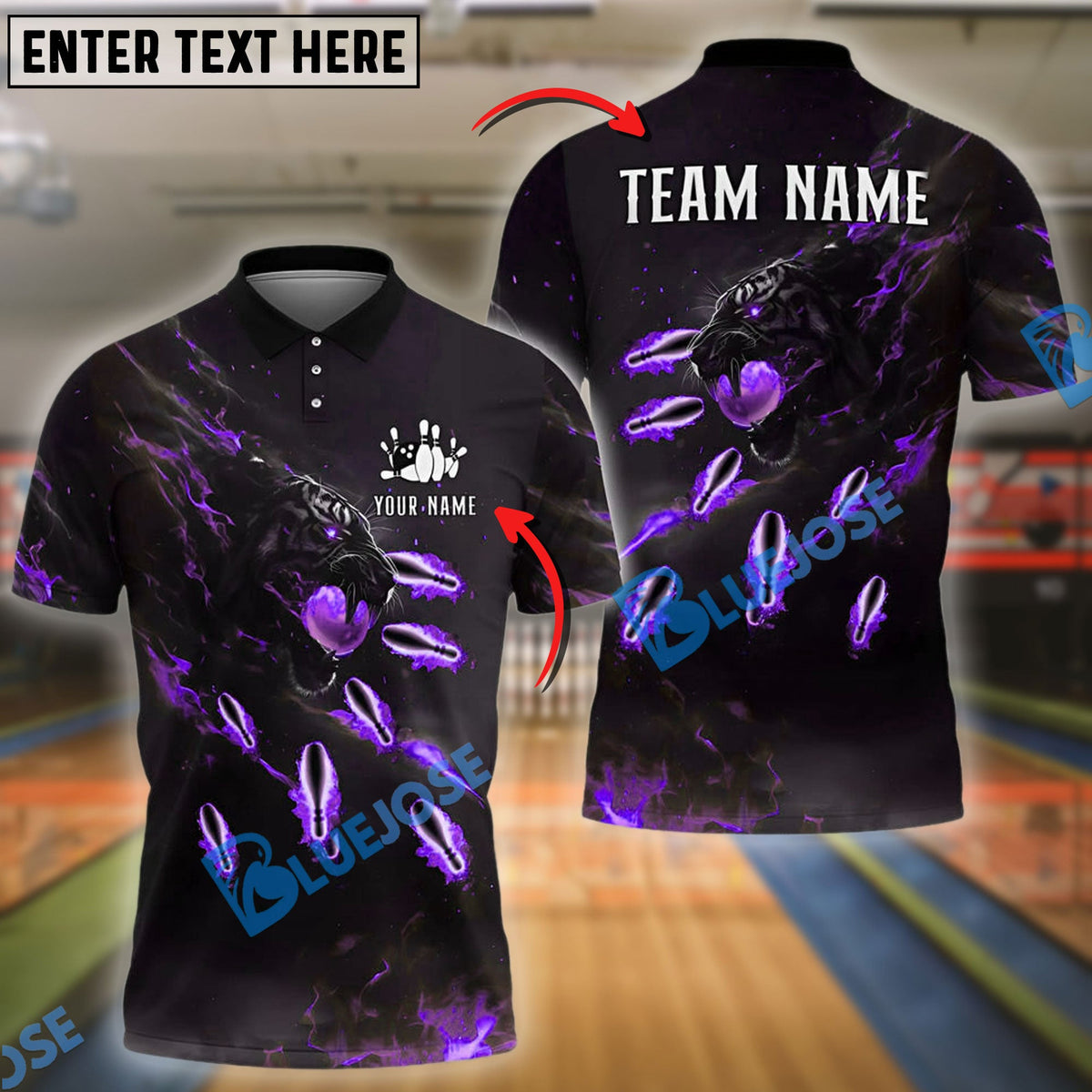 BlueJose Bowling And Pins Tiger Fire Pins Pattern Personalized Name Team Name 3d Shirt (4 Colors)