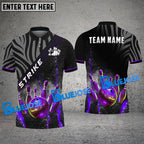 BlueJose Bowling And Pins Galaxy Pattern Multicolor Customized Name 3D Shirt (4 Colors)