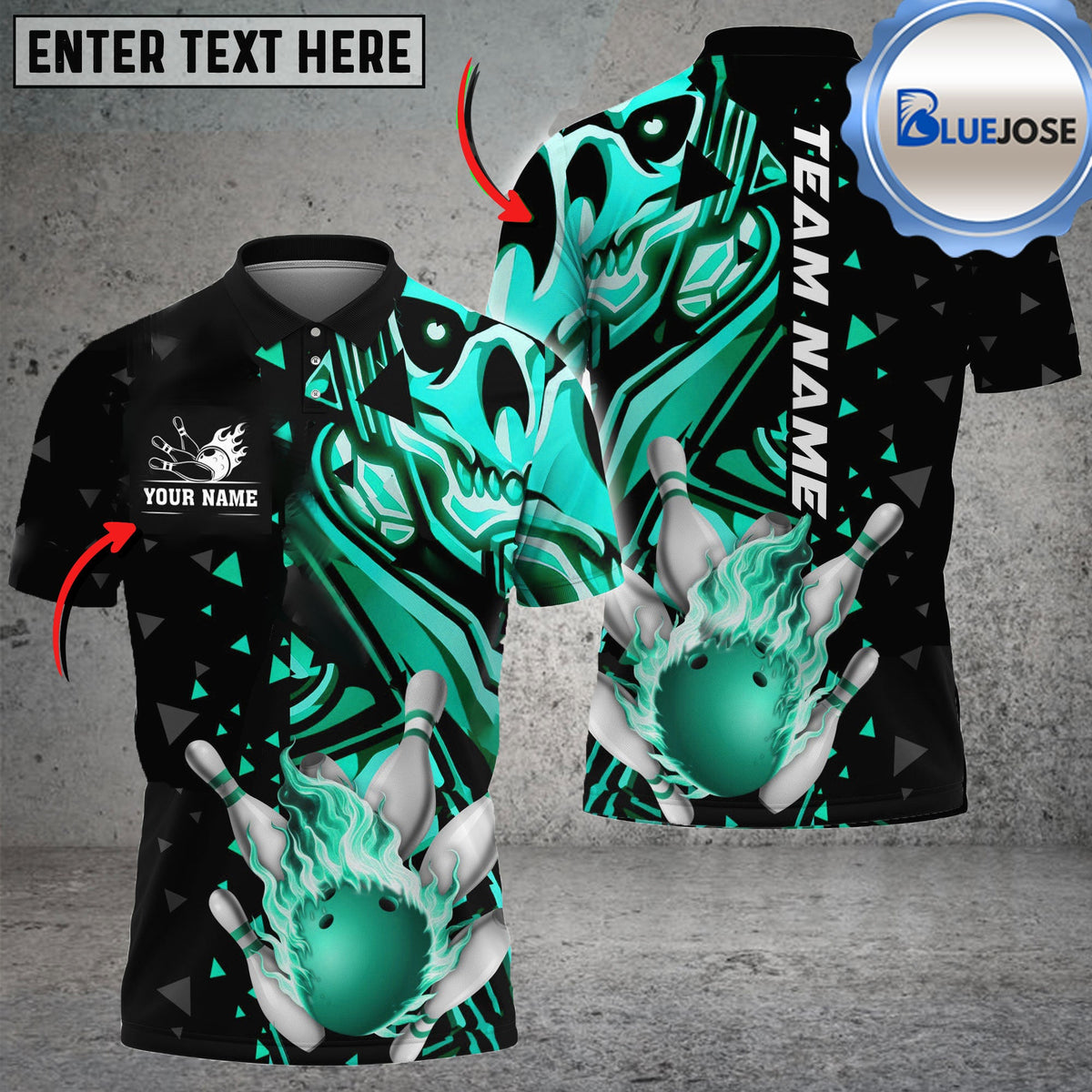 BlueJose Bowling And Pins Skull Fire Ball Multicolor Customized Name 3D Shirt ( 4 Colors )