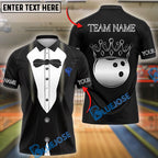 BlueJose Bowling And Pins Stylish Tuxedo Customized Name, Team Name 3D Shirt (4 Colors)