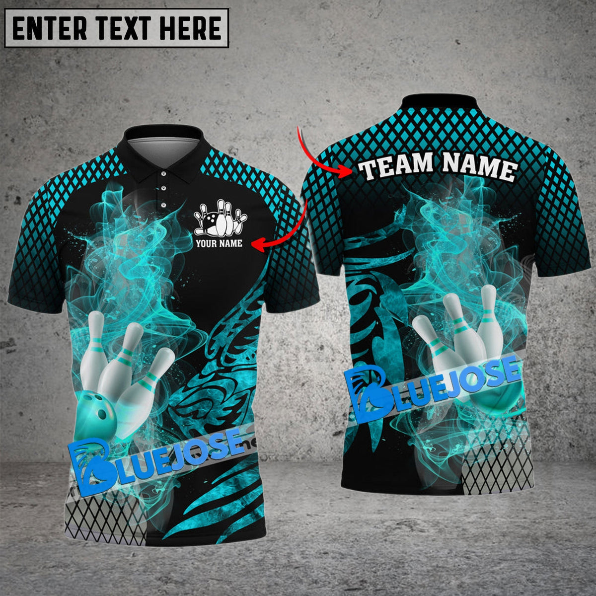 BlueJose Bowling And Pins Fire Dragon Scale Multicolor Customized Name 3D Shirt (4 Colors)