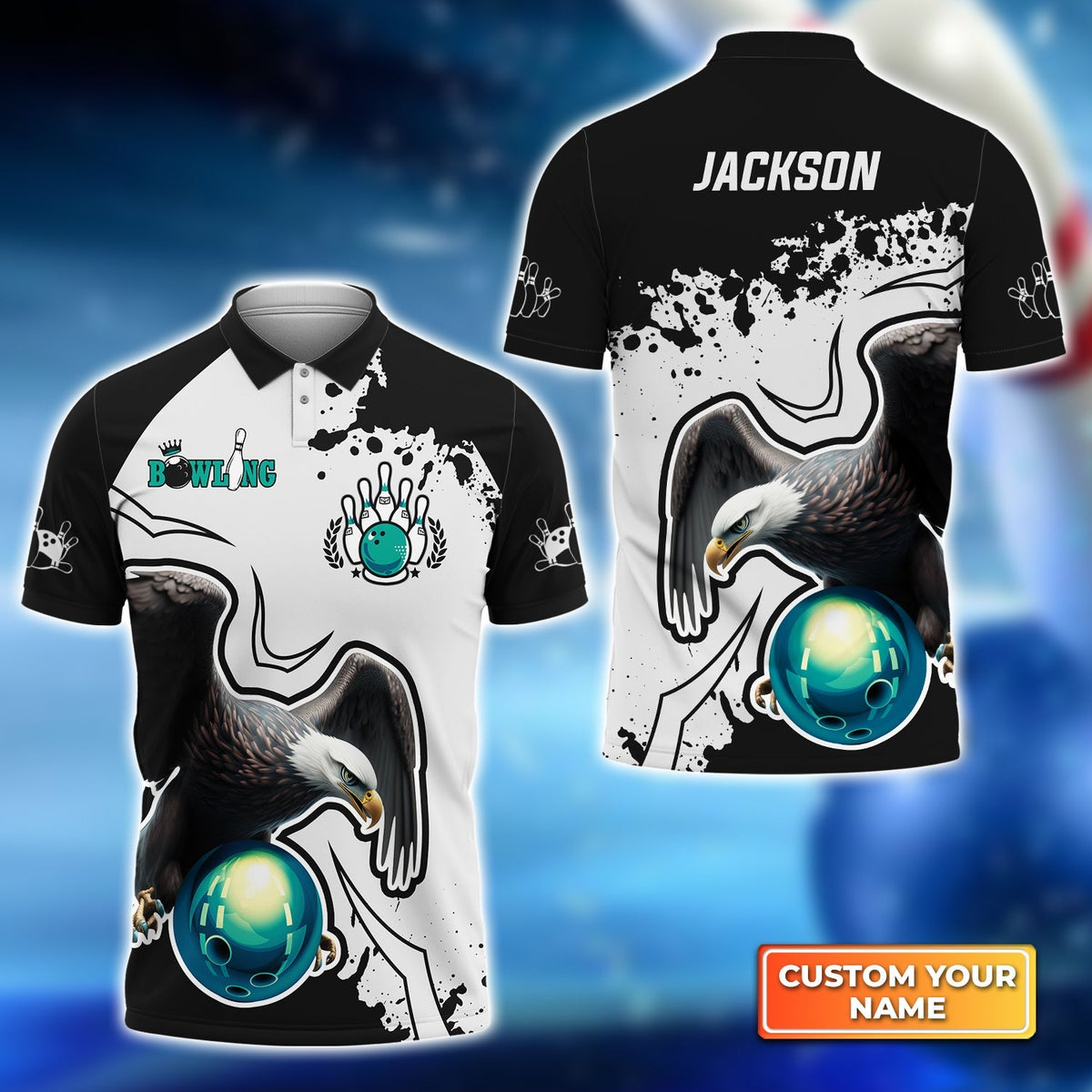 BlueJose American Eagle Bowling Team Customized Name All Over Printed Shirt