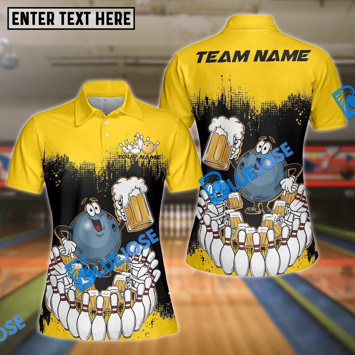 BlueJose Bowling Party Pins Funny Ball Customized Name, Team Name 3D Shirt