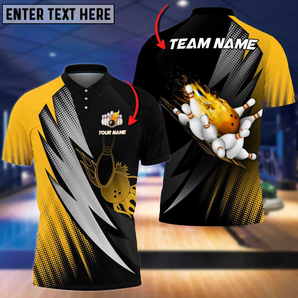 BlueJose Thunder Polka Dot Motifs Bowling Personalized Name, Team Name 3D Shirt (4 Colors)