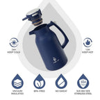 Thermal Coffee Carafe 68oz 2000ml Stainless Steel Double Wall Insulated Vacuum Flask Water Jug Coffee Server and Beverage Dispe