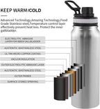 304 Stainless Steel Thermos Bottle Portable Double Wall Travel Mug Vacuum Flask Insulated Tumbler Water Bottle 600/800/1000ML