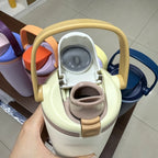 30oz Macaron Color Portable Insulated Bottle, 304 Stainless Steel Vacuum Flask, Handle Travel Cup
