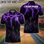 BlueJose Bowling And Pins Thunder Storm Pattern Customized Name 3D Shirt (4 Colors)