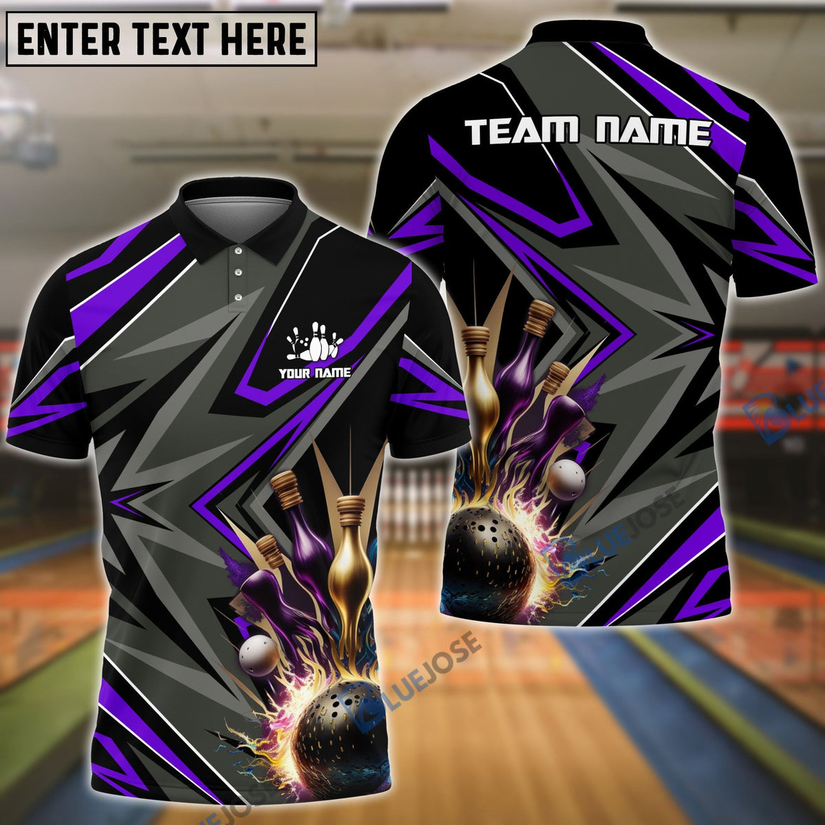 BlueJose Bowling And Pins Classic Pattern Pattern Customized Name 3D Shirt (5 Colors)