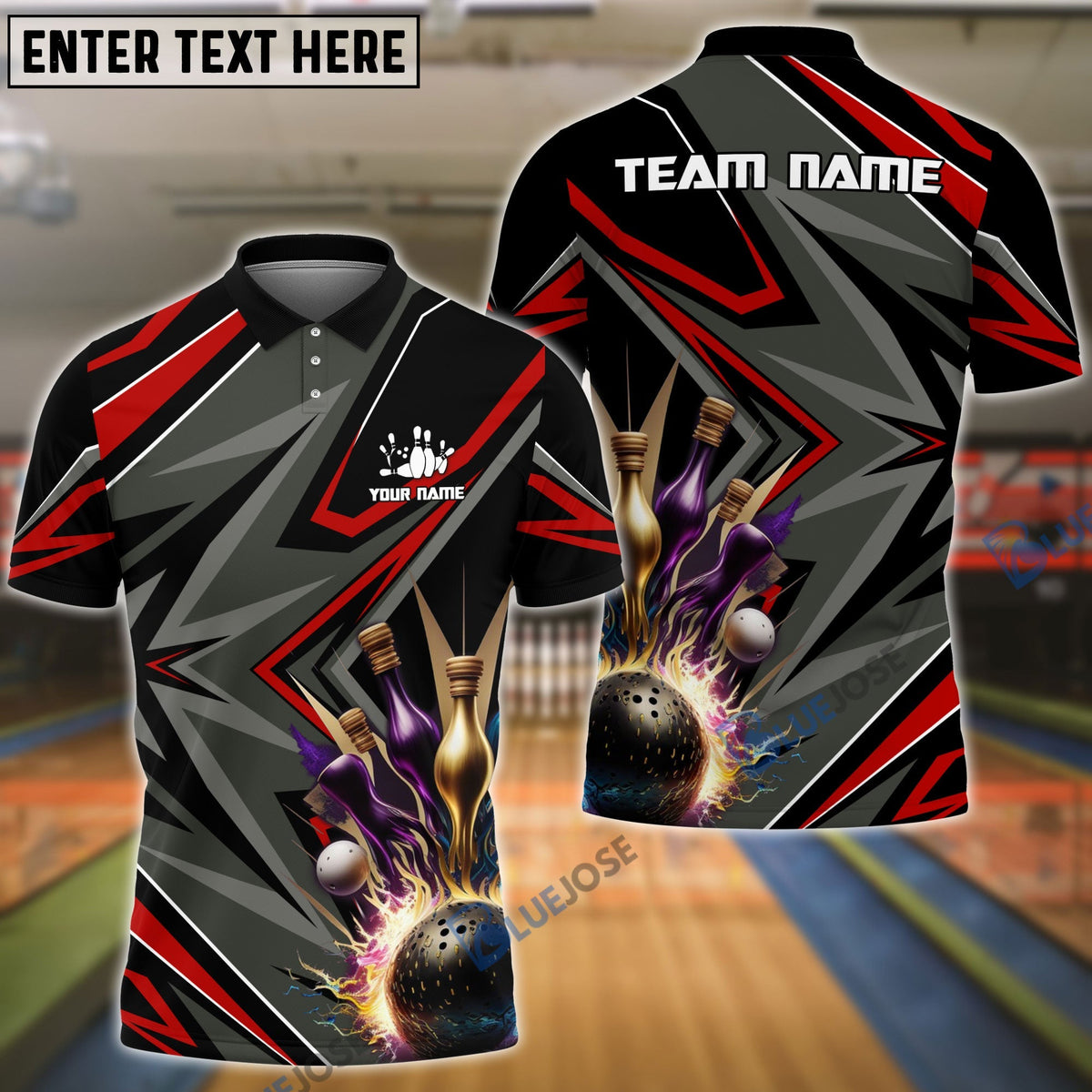 BlueJose Bowling And Pins Classic Pattern Pattern Customized Name 3D Shirt (5 Colors)