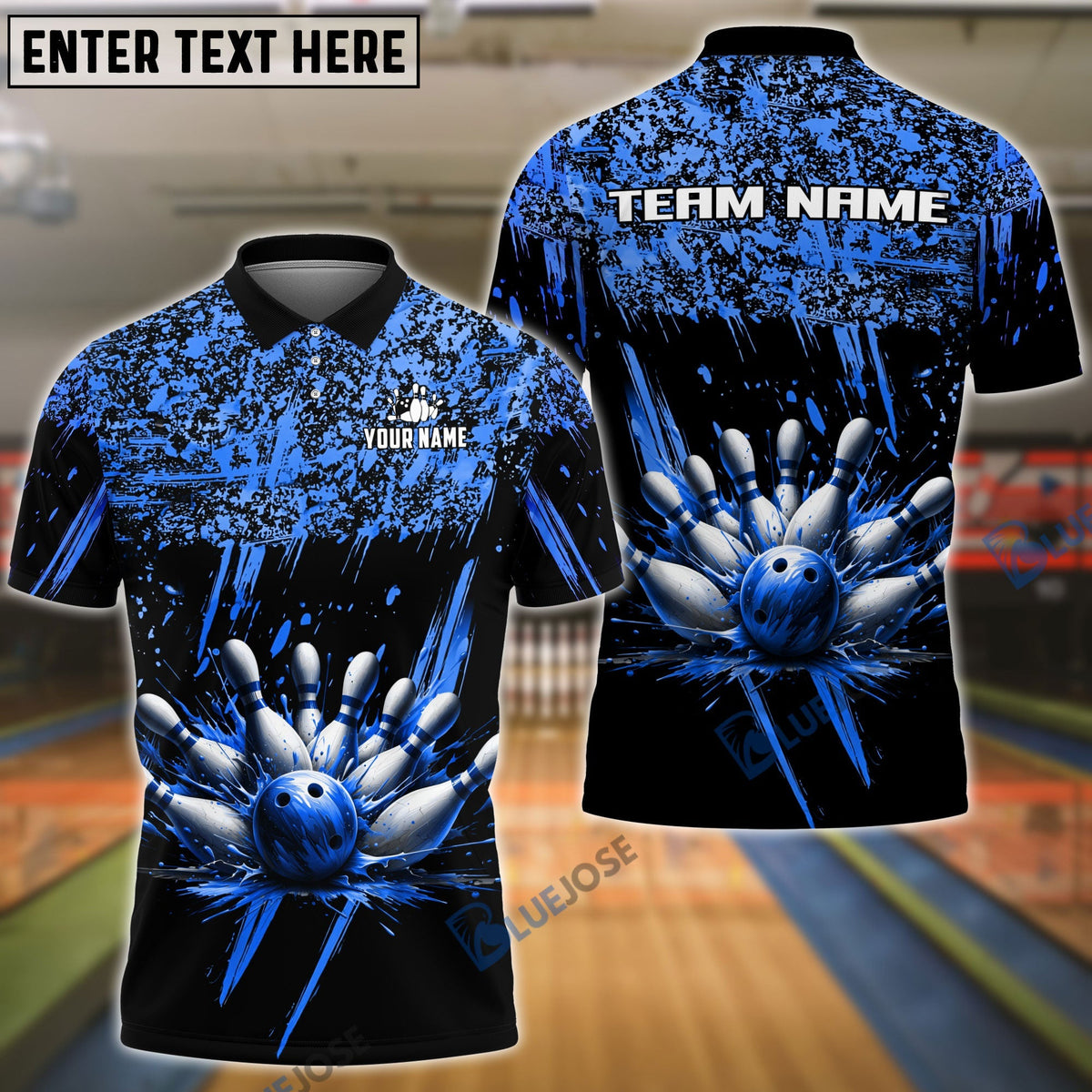 BlueJose Bowling And Pins Ink Pattern Customized Name 3D Shirt (5 Colors)