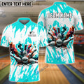 BlueJose Bowling And Pins Ink Broken Pattern Customized Name 3D Shirt (5 Colors)