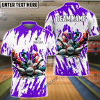 BlueJose Bowling And Pins Ink Broken Pattern Customized Name 3D Shirt (5 Colors)