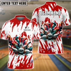 BlueJose Bowling And Pins Ink Broken Pattern Customized Name 3D Shirt (5 Colors)