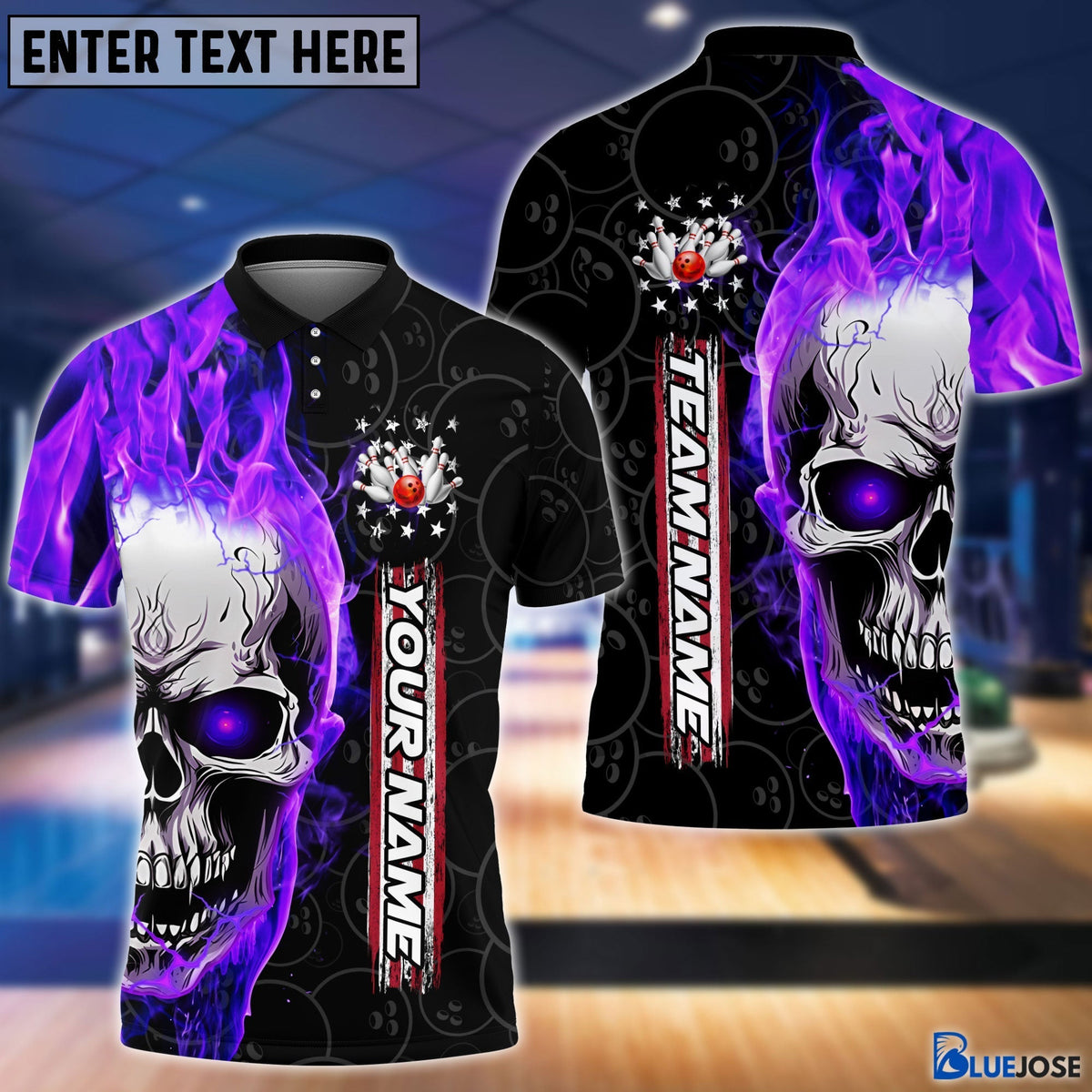 BlueJose Personalized Name and Team Name Skull Fire Winner Bowling and Pins Multicolor 3D Shirt, Personalized Shirts For Bowling Players