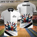 BlueJose Bowling And Pins Black White Customized Name 3D Shirt