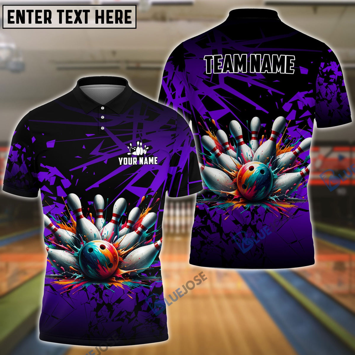 BlueJose Bowling And Pins Diamond Broken Customized Name 3D Shirt (4 Colors)