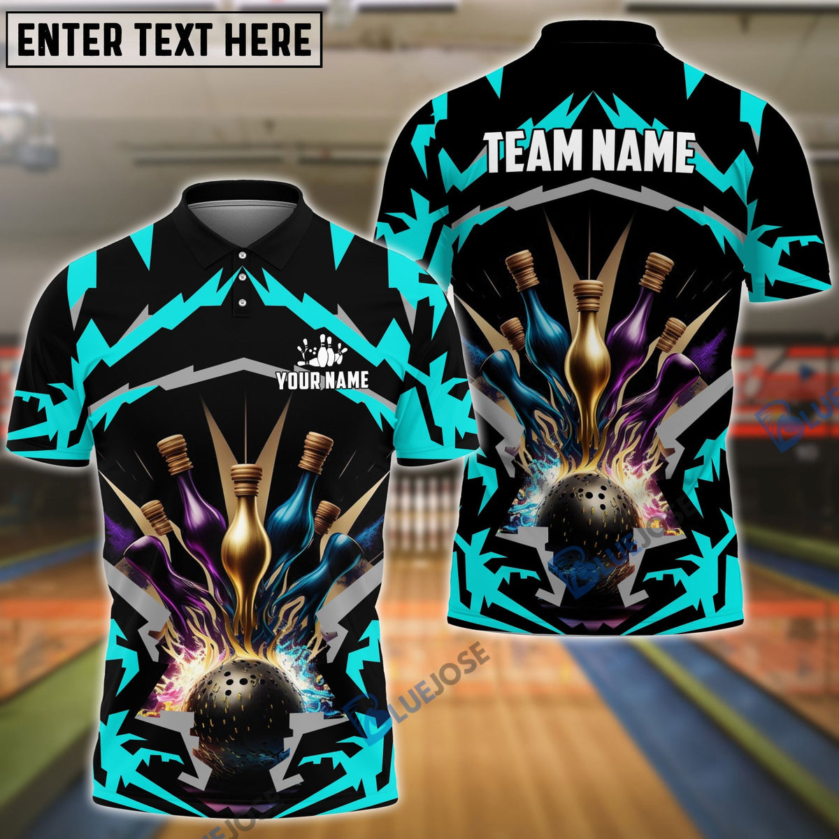 BlueJose Bowling Break Pins Pattern Customized Name 3D Shirt (4 Colors)