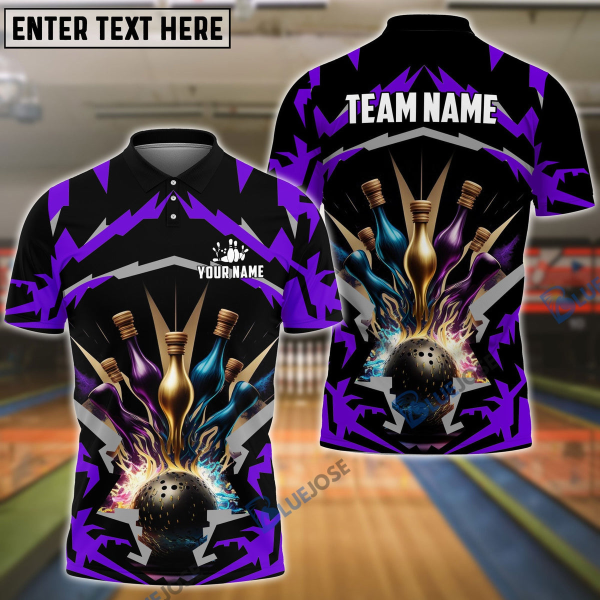 BlueJose Bowling Break Pins Pattern Customized Name 3D Shirt (4 Colors)