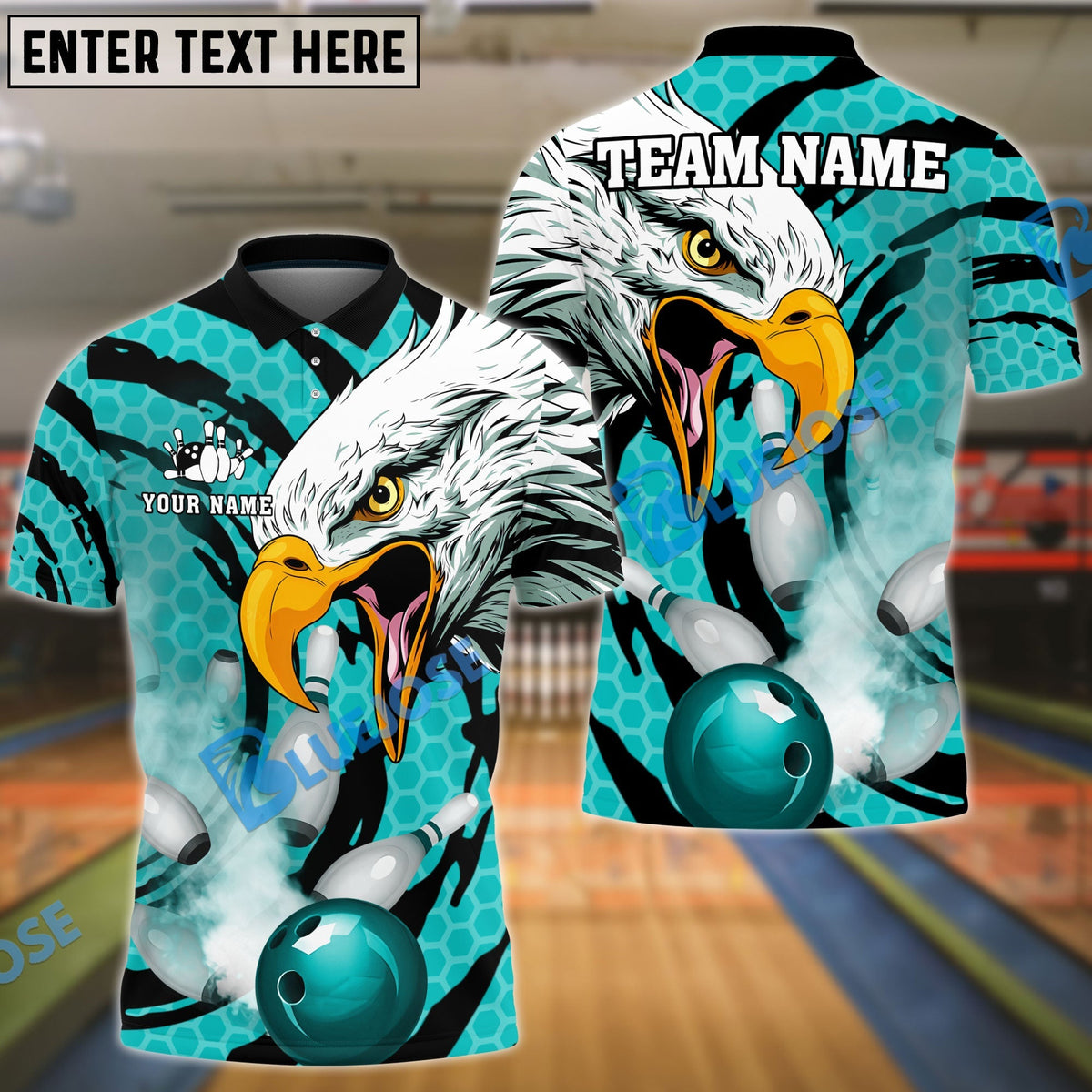 BlueJose Bowling And Pins Eagle Smoke Customized Name 3D Shirt (4 Colors)