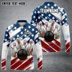 BlueJose Bowling US Flag Customized Name, Team Name 3D Shirt