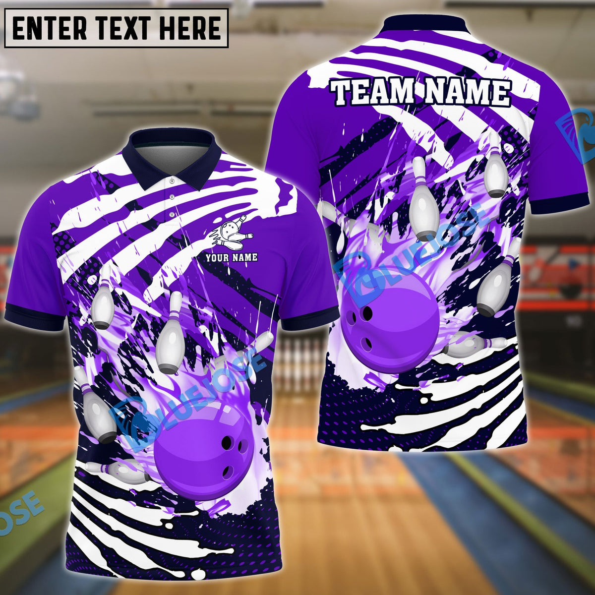 BlueJose Bowling And Pins Skull Hand Pattern Customized Name 3D Shirt (4 Colors)
