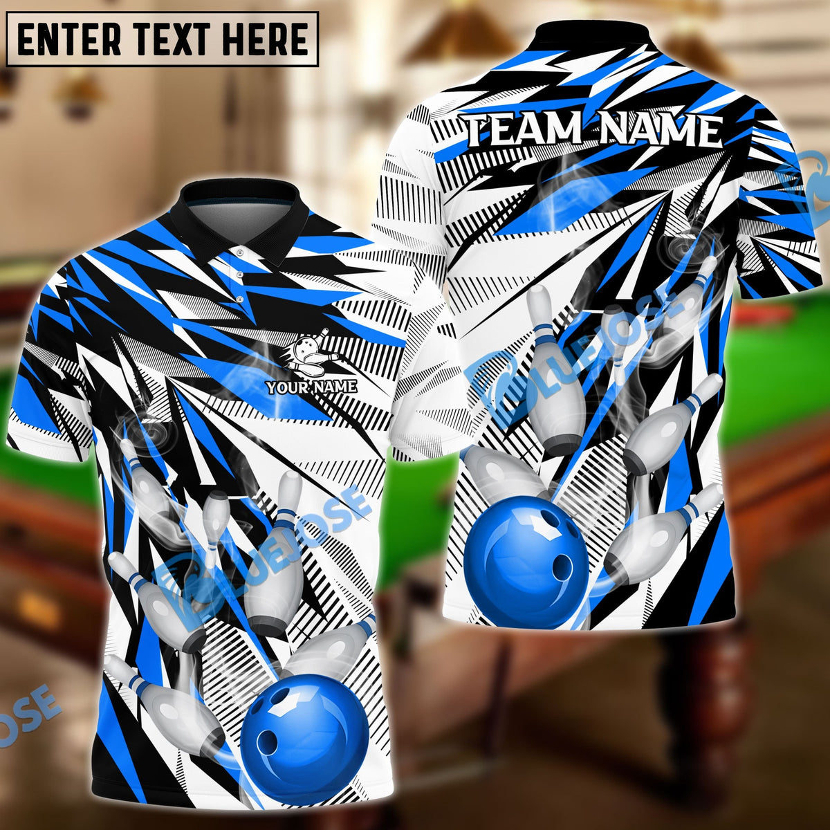 BlueJose Bowling And Pins Diamonds Dart Personalized Name, Team Name Unisex Shirt