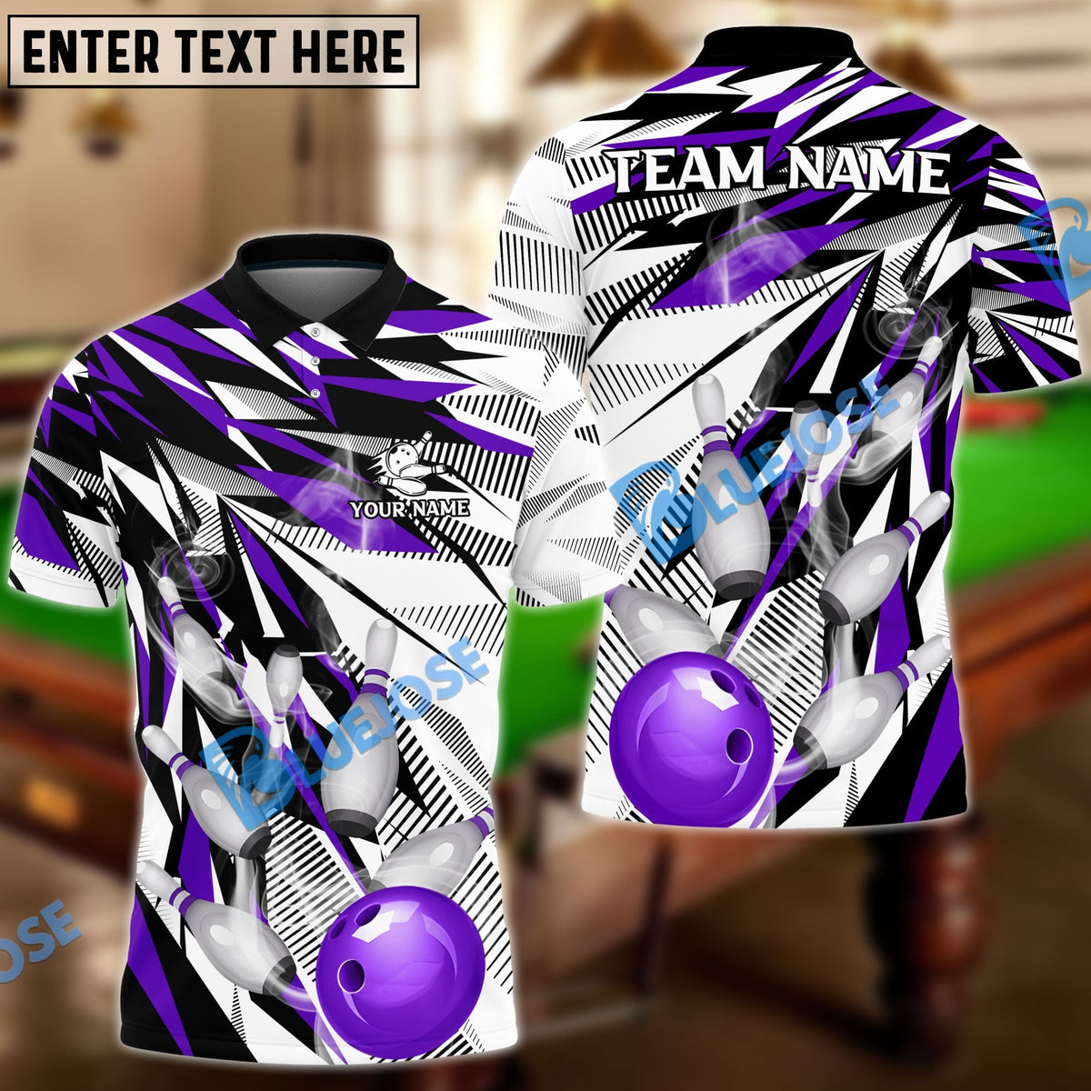 BlueJose Bowling And Pins Diamonds Dart Personalized Name, Team Name Unisex Shirt
