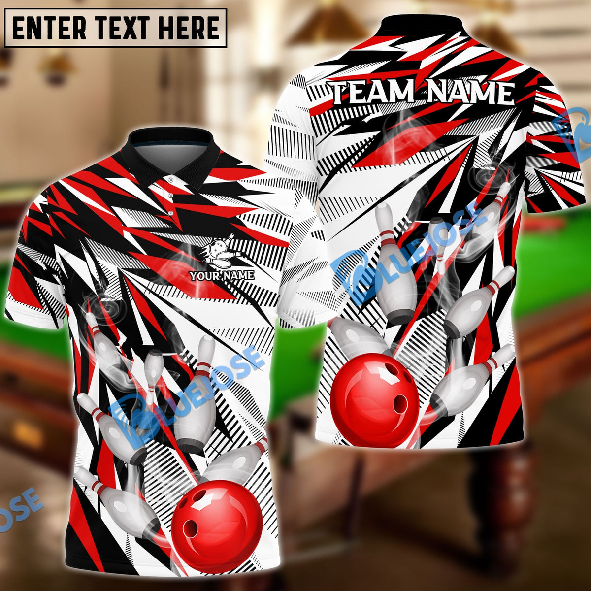 BlueJose Bowling And Pins Diamonds Dart Personalized Name, Team Name Unisex Shirt