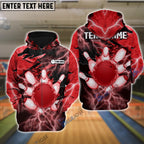 BlueJose Thunder Power Bowling And Pins Personalized Name Team Name 3D Shirt