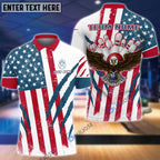 BlueJose US Flag Eagle Bowling and Pins Customized Name, Team Name 3D Shirt