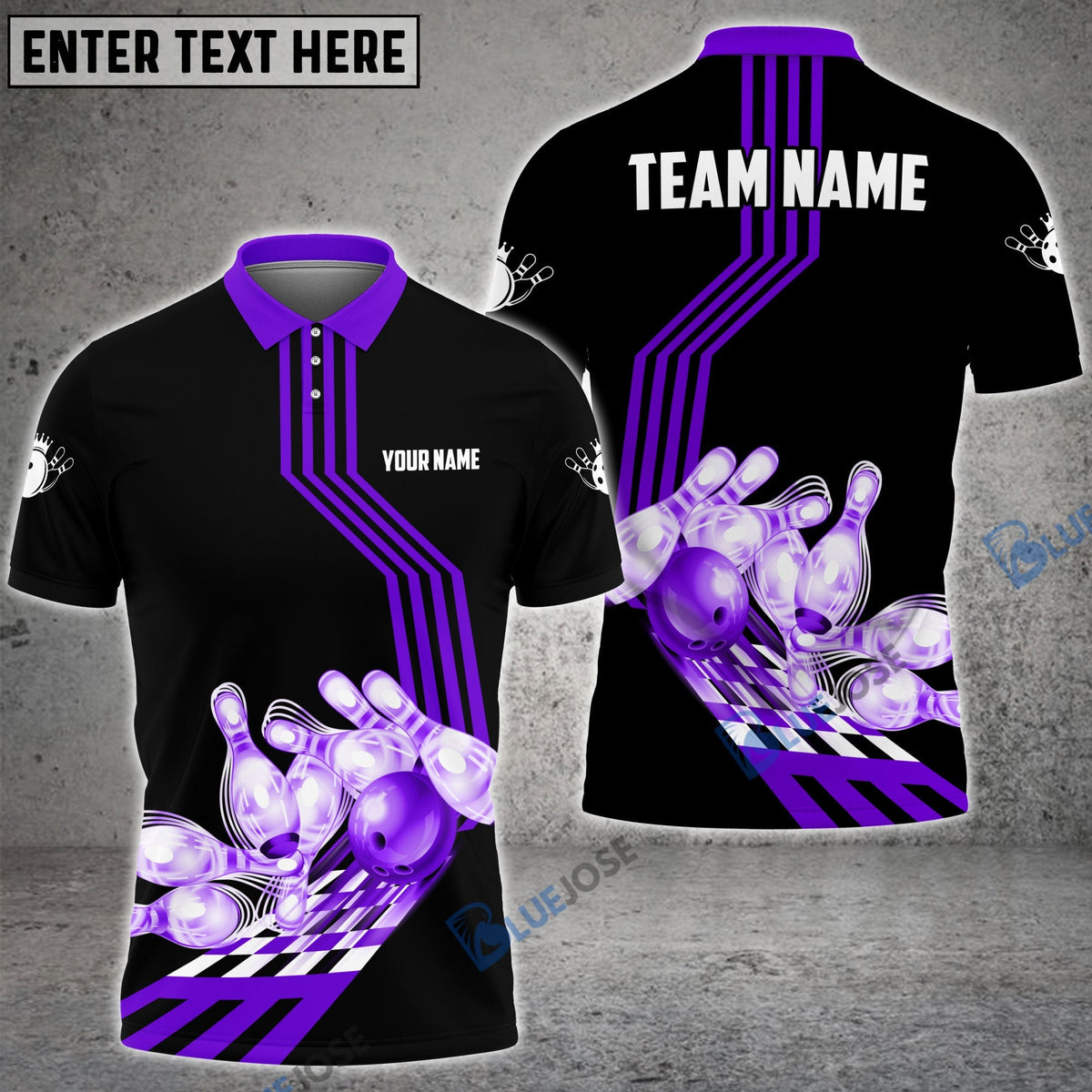 BlueJose Bowling Ball and Pins Break Personalized Name, Team Name 3D Shirt