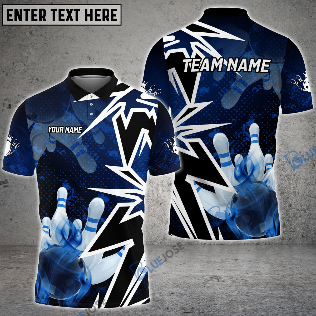 BlueJose Bowling And Pins Smoke Premium Customized Name 3D Shirt (4 Colors)