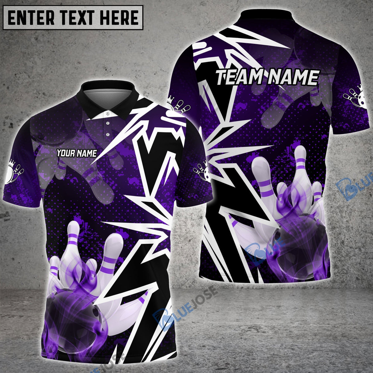 BlueJose Bowling And Pins Smoke Premium Customized Name 3D Shirt (4 Colors)
