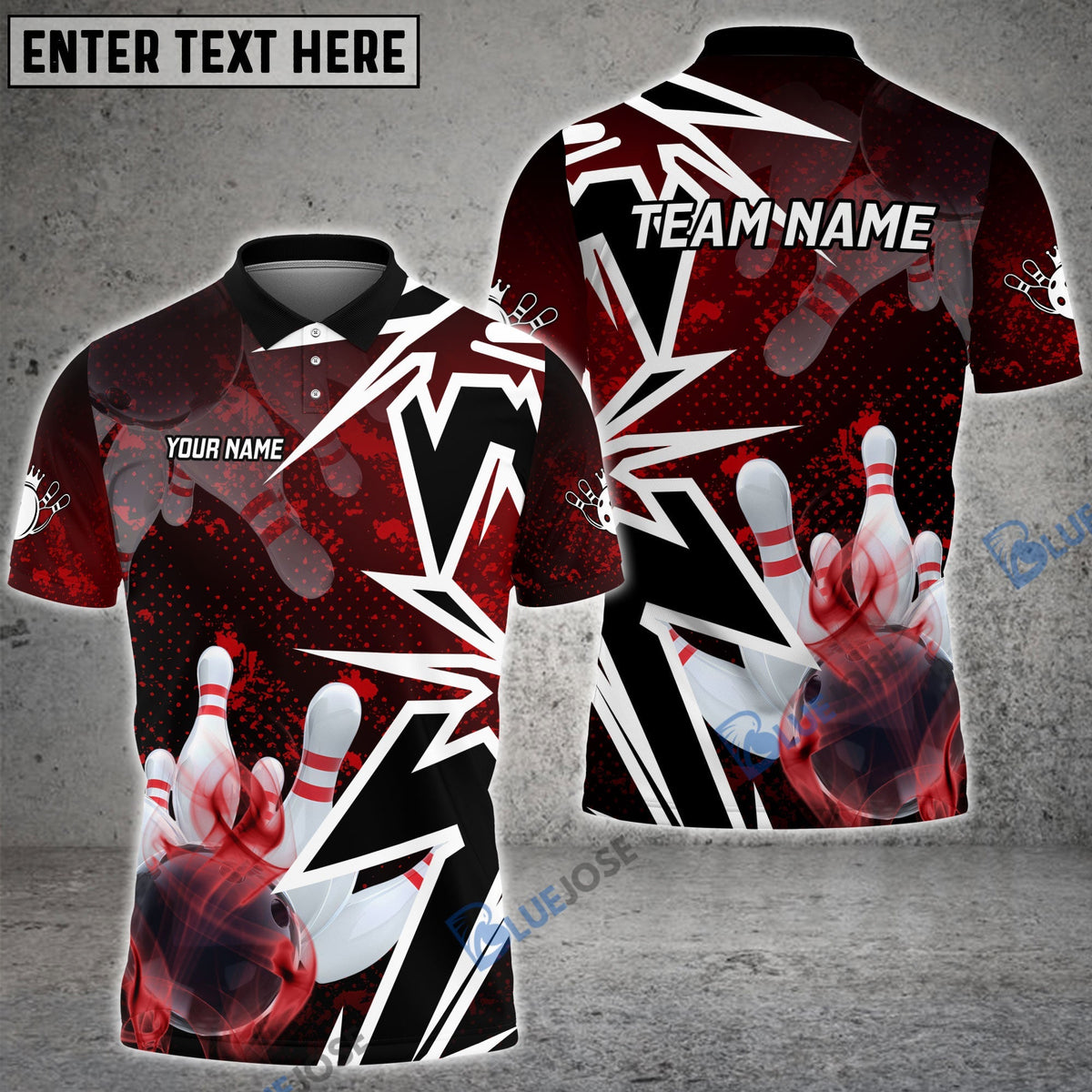 BlueJose Bowling And Pins Smoke Premium Customized Name 3D Shirt (4 Colors)