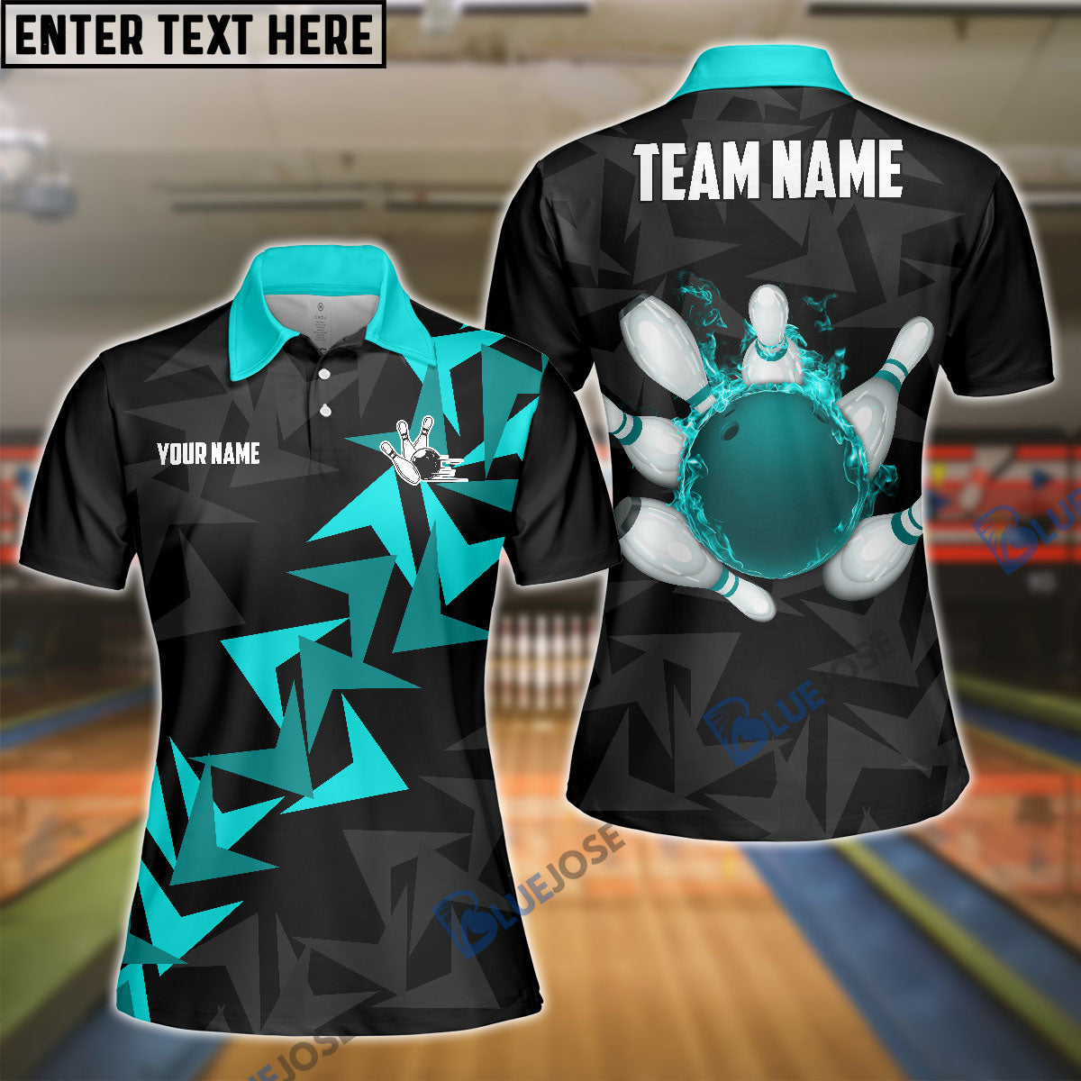 BlueJose Bowling And Pins Fallen Leaves Pattern Customized Name 3D Shirt for Women (4 Colors)