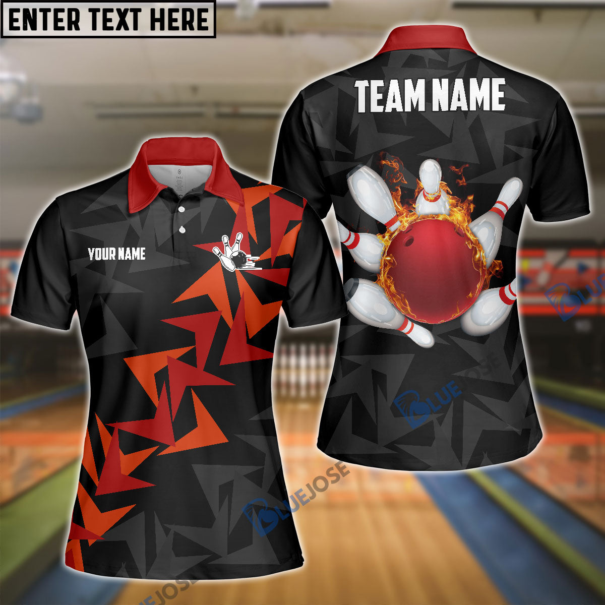 BlueJose Bowling And Pins Fallen Leaves Pattern Customized Name 3D Shirt for Women (4 Colors)