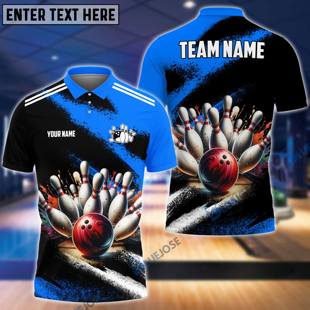BlueJose Bowling And Pins Marble Pattern Customized Name 3D Shirt (4 Colors)