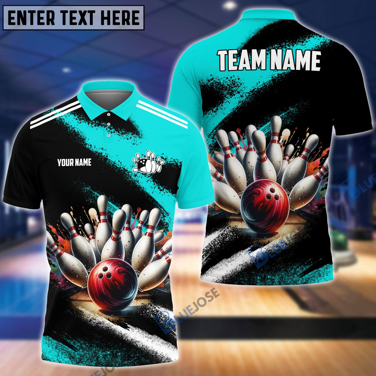 BlueJose Bowling And Pins Marble Pattern Customized Name 3D Shirt (4 Colors)